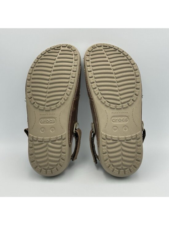 Crocs Yukon Men\'s Size 8 Brown Leather Strap Comfort Slides Open Toe Sandals main image 10